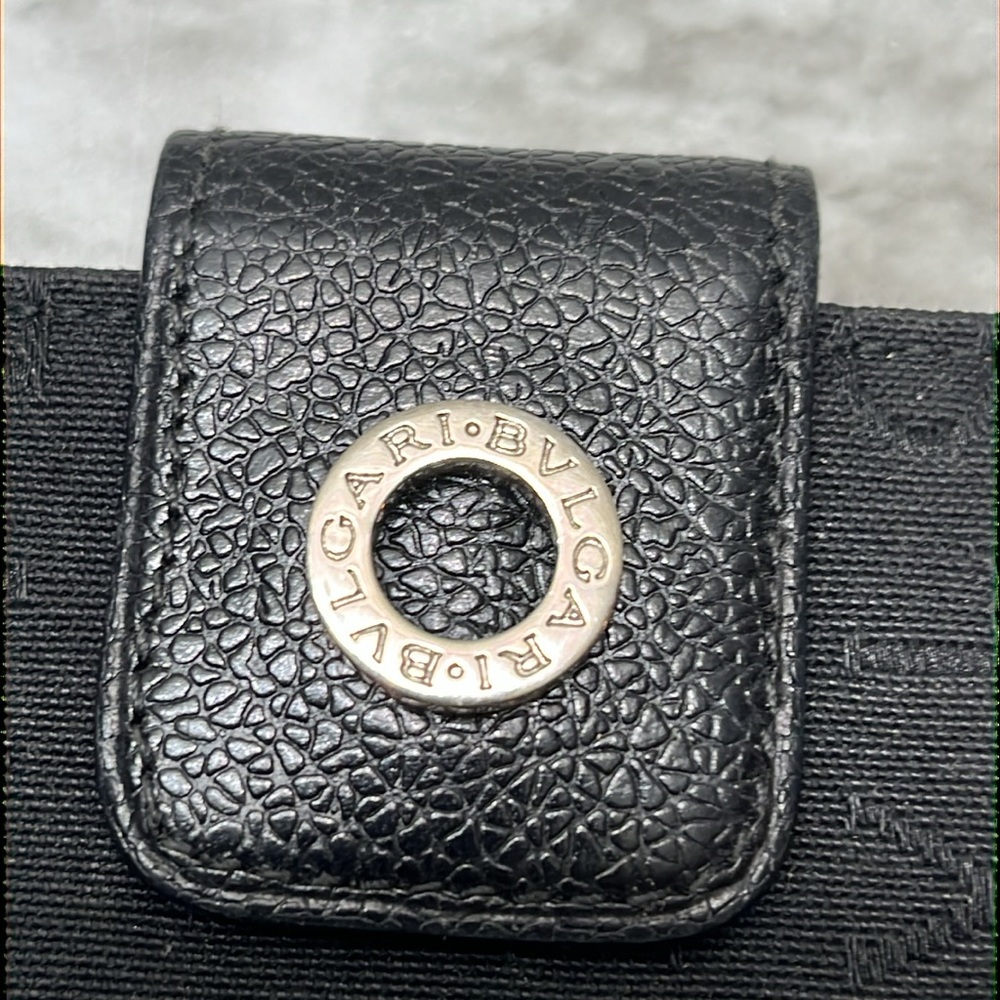 Bvlgari Unisex Wallet Signature Logo Mania Black Silver Authentic In EUC - Picture 4 of 13